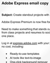 Adobe Express email copy